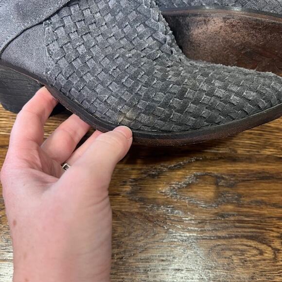 Free People Venture Suede Woven Ankle Booties Gray Womens Size EU36/US6 Boho - Picture 7 of 14